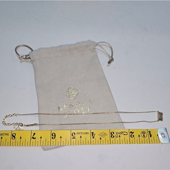 Kendra Scott Pattie Necklace Gold Plated Brass, Slate Cats Eye. 16" - Picture 3 of 4